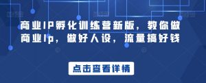 商业IP孵化训练营新版,教你做商业Ip,做好人设,流量搞好钱-KJ分享