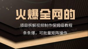 火爆全网的项目拆解类视频如何制作，条条爆，保姆级教程-KJ分享