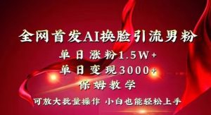 全网首发Ai换脸引流男粉,单日涨粉1.5w+,单日变现3000+,小白也能轻松上手拿结果【揭秘】-KJ分享