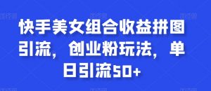 快手美女组合收益拼图引流,创业粉玩法,单日引流50+-KJ分享