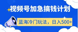 视频号加急搞钱计划,蓝海冷门玩法,日入500+【揭秘】-KJ分享