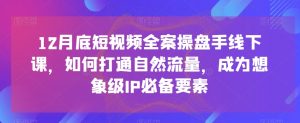 12月底短视频全案操盘手线下课,如何打通自然流量,成为想象级IP必备要素-KJ分享