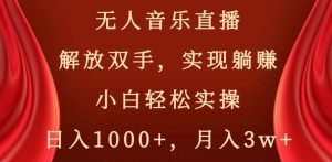 无人音乐直播,解放双手,实现躺赚,小白轻松实操,日入1000+,月入3w+【揭秘】-KJ分享