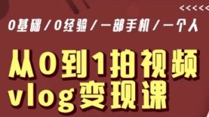 从0到1拍视频vlog变现课，5分钟每天，每月多赚1W-KJ分享