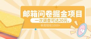 邮箱问卷掘金项目,一次调查可达20元,可矩阵放大,一周轻松1000+-KJ分享