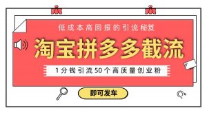 淘宝拼多多电商平台截流创业粉 只需要花上1分钱，长尾流量至少给你引流50粉-KJ分享