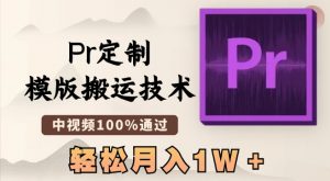 最新Pr定制模版搬运技术，中视频100%通过，几分钟一条视频，轻松月入1W＋-KJ分享