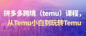 拼多多跨境(temu)课程,从Temu小白到玩转Temu-KJ分享