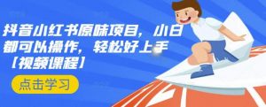 抖音小红书原味项目,小白都可以操作,轻松好上手【视频课程】-KJ分享