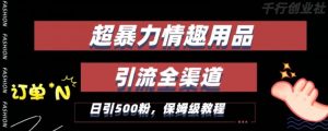 最新情趣项目引流全渠道，自带高流量，保姆级教程，轻松破百单，日引500+粉-KJ分享