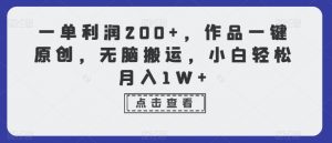一单利润200+,作品一键原创,无脑搬运,小白轻松月入1W+-KJ分享