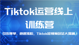 Tiktok运营线上训练营,引流爆单,急速涨粉,Tiktok短视频玩法大揭秘!-KJ分享