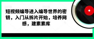 短视频编导进入编导世界的密钥，入门从拆片开始，培养网感，建素素库-KJ分享