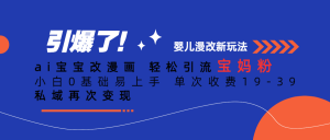 ai宝宝改漫画 轻松引流宝妈粉 小白0基础易上手 单次收费19-39 私域再次变现-KJ分享