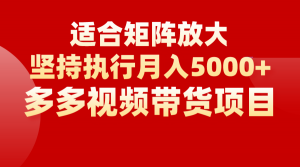 矩阵操作月入5000+，多多视频带货项目，适合新手，也适合老手放大-KJ分享