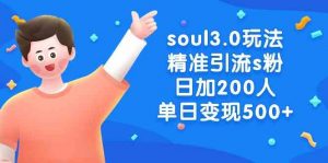 soul3.0玩法精准引流s粉,日加200人单日变现500+-KJ分享