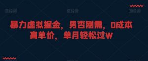 暴力虚拟掘金,男杏刚需,0成本高单价,单月轻松过W-KJ分享