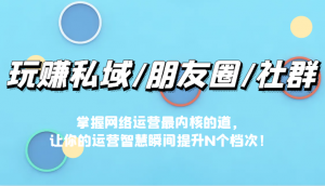 玩赚私域/朋友圈/社群,掌握网络运营最内核的道,让你的运营智慧瞬间提升N个档-KJ分享