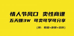 情人节风口！卖性商课，小白五天赚3W，可卖可学可分享！-KJ分享