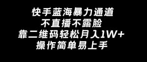 快手蓝海暴力通道,不直播不露脸,靠二维码轻松月入1W+,操作简单易上手-KJ分享