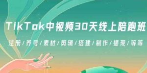 TikTok中视频-30天线上陪跑班：注册/养号/素材/剪辑/搭建/制作/提现/等等-KJ分享