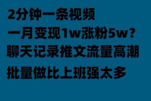 聊天记录推文玩法，2分钟一条视频一月变现1w涨粉5W【附软件】-KJ分享