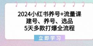 2024小红书养号+流量课：建号、养号、选品，5天多款打爆全流程-KJ分享