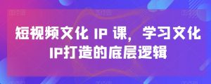 短视频文化IP课,学习文化IP打造的底层逻辑-KJ分享