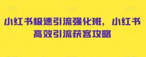 小红书极速引流强化班，小红书高效引流获客攻略-KJ分享