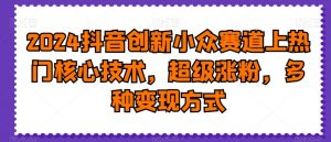 2024抖音创新小众赛道上热门核心技术,超级涨粉,多种变现方式-KJ分享