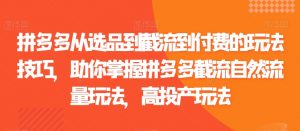 拼多多从选品到截流到付费的玩法技巧，助你掌握拼多多截流自然流量玩法，高投产玩法-KJ分享