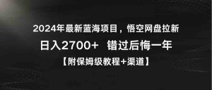 2024年最新蓝海项目,悟空网盘拉新,日入2700+错过后悔一年【附保姆级教…-KJ分享
