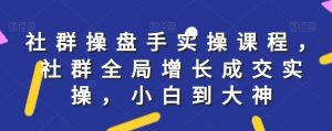 社群实操课程，社群全局增长成交实操，小白到大神-KJ分享