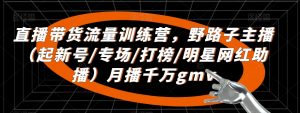 直播带货流量训练营，​野路子主播（起新号/专场/打榜/明星网红助播）月播千万gmv-KJ分享