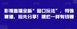 影视直播全新“窗口玩法”，特殊赛道，抢先分享！摆烂一样有钱赚【揭秘】-KJ分享