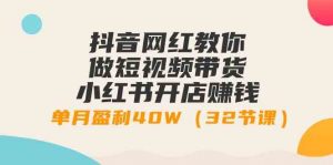 抖音网红教你做短视频带货+小红书开店赚钱，单月盈利40W（32节课）-KJ分享