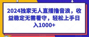 2024独家无人直播撸音浪,收益稳定无需看守,轻松上手日入1000+【揭秘】-KJ分享