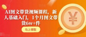 AI图文带货视频课程，新人基础入门，1个月图文带货6w+件-KJ分享