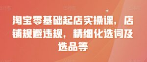淘宝零基础起店实操课，店铺规避违规，精细化选词及选品等-KJ分享