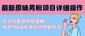 最新原味男粉项目详细操作 引流与变现底层逻辑+知乎与b站实操引流创新玩法-KJ分享