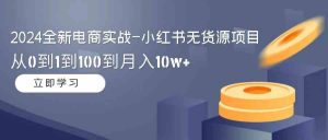 2024全新电商实战-小红书无货源项目：从0到1到100到月入10w+-KJ分享