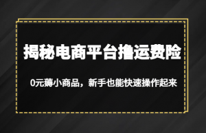 揭秘电商平台撸运费险,0元薅小商品,新手也能快速操作起来-KJ分享
