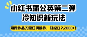 小红书蒲公英第二弹冷知识新玩法，照搬作品无需任何操作，轻松日入2000+！-KJ分享