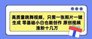 高质量跳舞视频，只需一张照片一键生成 零基础小白也能创作 原创视频 涨…-KJ分享