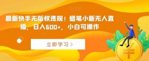 最新快手无版权违规!蜡笔小新无人直播,日入600+,小白可操作【揭秘】-KJ分享