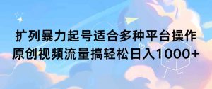扩列暴力起号适合多种平台操作原创视频流量搞轻松日入1000+-KJ分享