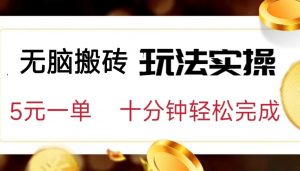 小白可入无脑搬砖，五元一单，复制黏贴即可完成-KJ分享