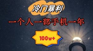 暴利冷门赛道,一单268,一个人一部手机一年100w【揭秘】-KJ分享