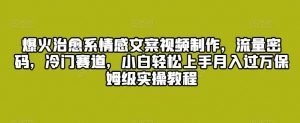 爆火治愈系情感文案视频制作,流量密码,冷门赛道,小白轻松上手月入过万保姆级实操教程【揭秘】-KJ分享