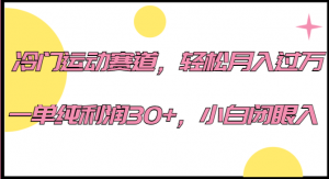 冷门运动赛道，轻松月入过万，一单纯利润30+，小白闭眼入。-KJ分享